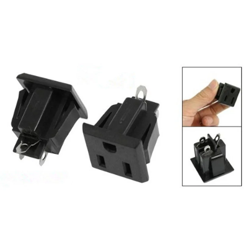 

10 Pcs Panel Mount US 3 Pins Power Socket Plug Black Supply Adapter AC 125V 15A HUG-Deals
