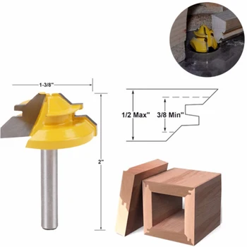 

NEW 1Pcs 45 Degree Lock Miter Router Bit Shank Woodworking Tenon Milling Cutter Tool Drilling Panel Knife For Wood Carbide