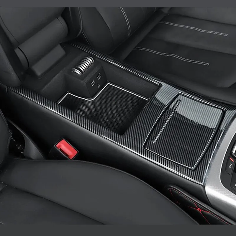 Carbon-Fiber-Style-Center-Console-Armrest-Box-Water-Cup-Panel-Cover-Trim-For-Audi-A6-2012