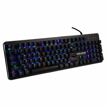

RGB LED Backlit Mechanical Gaming Keyboard 104 Keys Clicky Blue Switch US Layout Anti-Ghosting Keyboard for Gamer