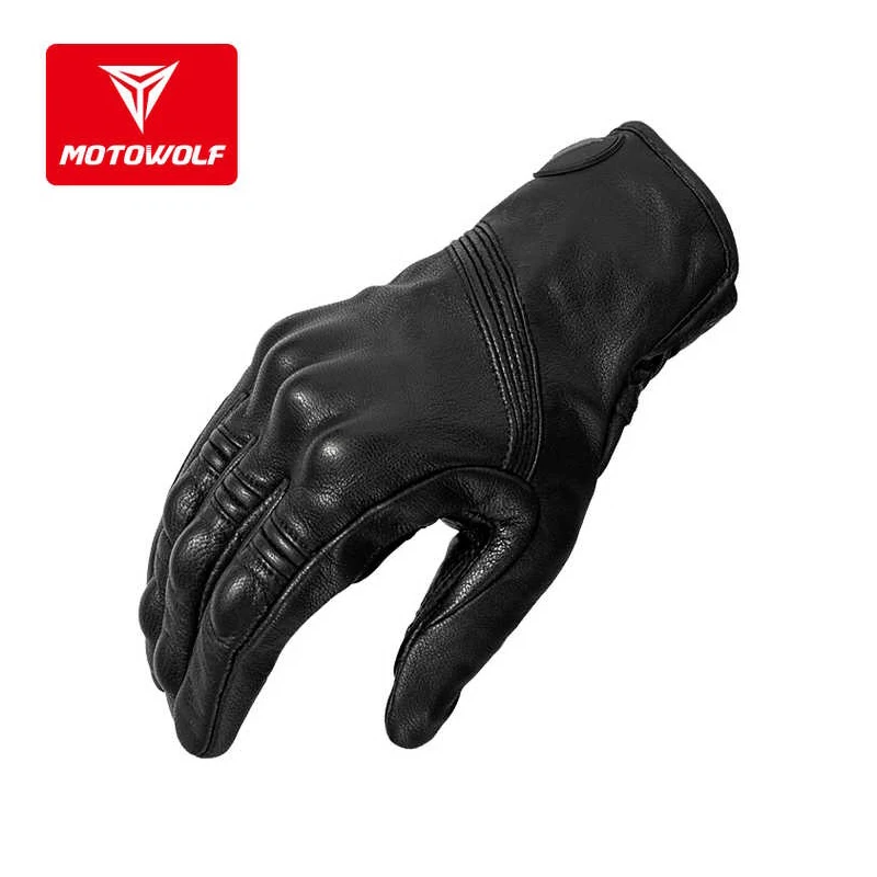 Motowolf Ретро перфорированные настоящие кожаные мотоциклетные перчатки с сенсорным экраном водонепроницаемые перчатки мотоциклетные защитные перчатки подарок