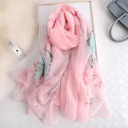 2019 Новый Шелковый шарф, Женская шаль с цветочным принтом, пляжные шарфы Пашмины Хиджаб для защиты от солнца, женские элегантные шарфы с