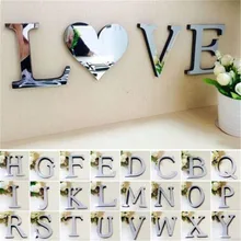2019 New Diy Wall Stickers 26 Letters 3D Sticker Acrylic Decoration Wedding Gift Love Letters Decorative Alphabet Wall Art Decor