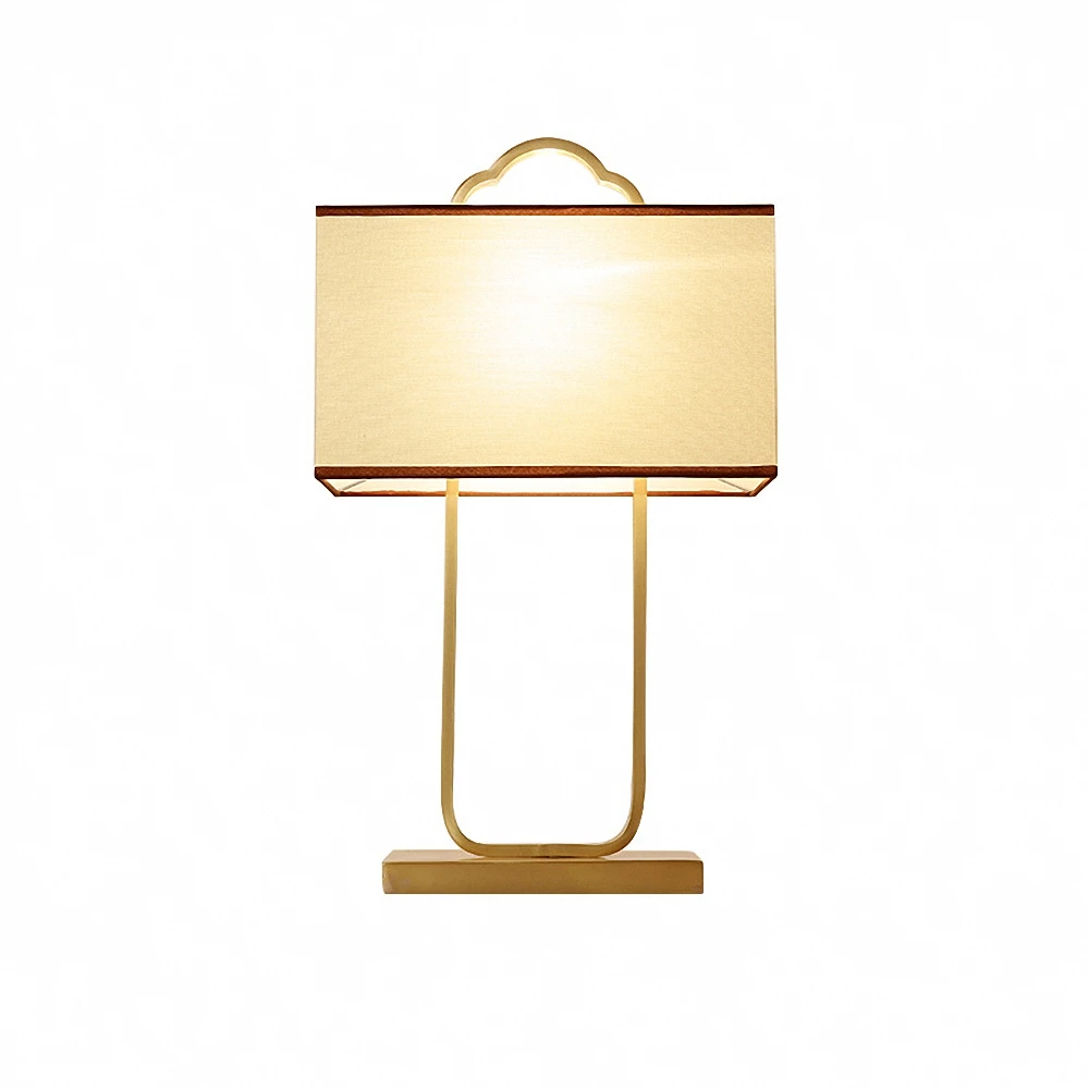 

Gewu Copper Chinese style Square E27 Bulb Desk Lamps 502 Suitable for bedroom living room study room Fabric Lighting Modern
