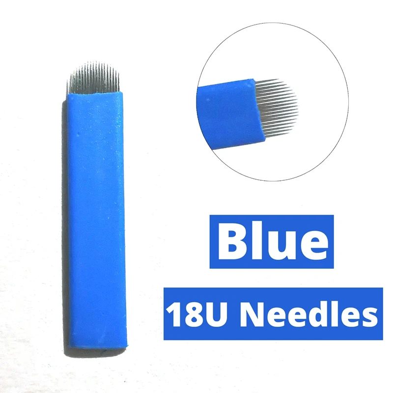 

10pcs Microblading Needles 18U Eyebrow Tattoo Needles Permanent Makeup Microblading Tattoo Supplies Embroidery Eyebrow Blades