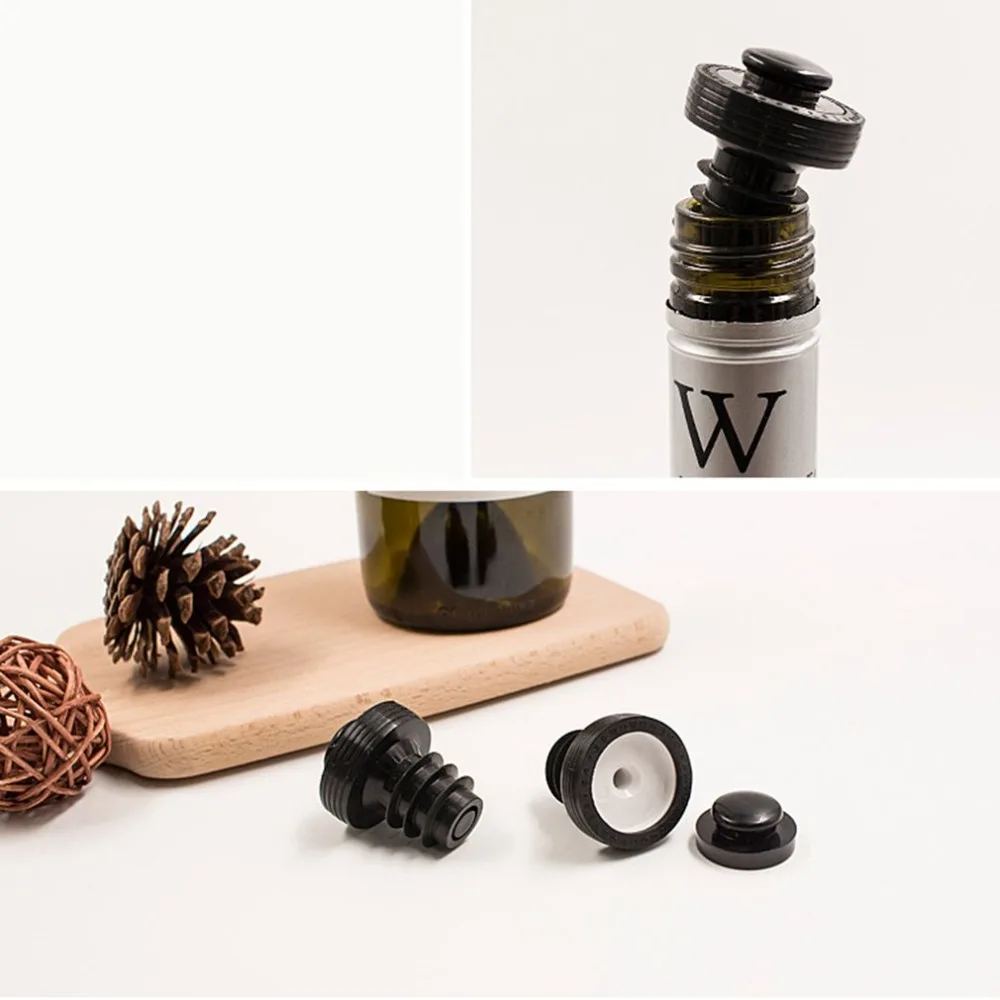 Black vacuum Red wine bottle Plug Wine stopper rubber band seal Cork