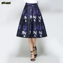 Сексуальная юбка миди с цветочным принтом для женщин, тонкая, плюс размер, повседневная, офисная, ретро, длинная Плиссированная юбка