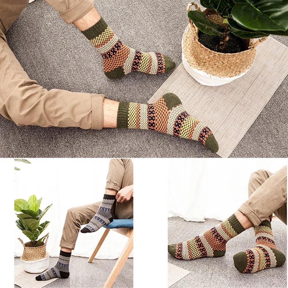 5 пар мужские вязаные печатные теплые шерстяные носки для женщин удобные мужские зимние дышащие мягкие хлопковые носки унисекс