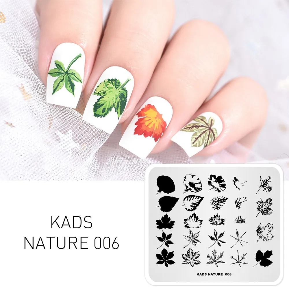 KADS природа 006 накладные листья Indus Кленовая маникюрная пластина Шаблон трафарет