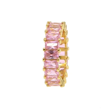 

High quality luxury cz ring engagment wedding band gold color pink cz women finger jewelry