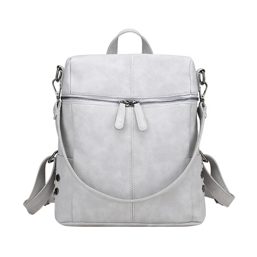 

Simple Style Backpack Women PU Leather Backpacks For Teenage Girls School Bags Fashion Vintage Solid Shoulder Bag A0725#23