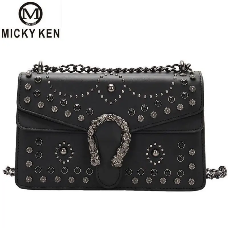 

2019 New Fashion Rivet bag Retro Chains Bags For Women Messenger Bags Female Shoulder Bag Famous Brand Lady HandBag Bolsos Mujer