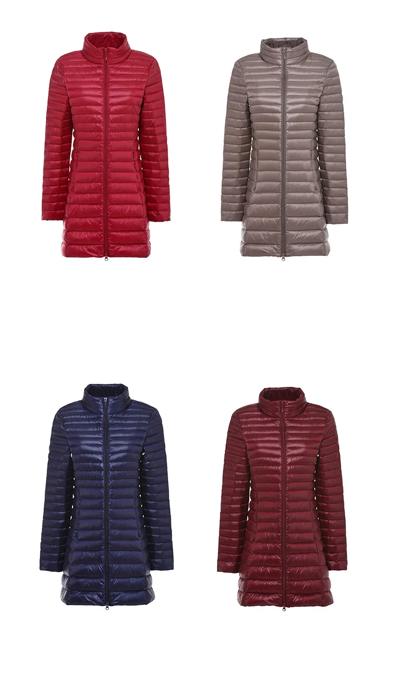 EORUTCIZ, зимнее длинное женское пальто, плюс размер, 4XL, ультра-светильник, куртка, тонкая, теплая, винтажная, черная, осенняя, утиный пух, пальто, LM184