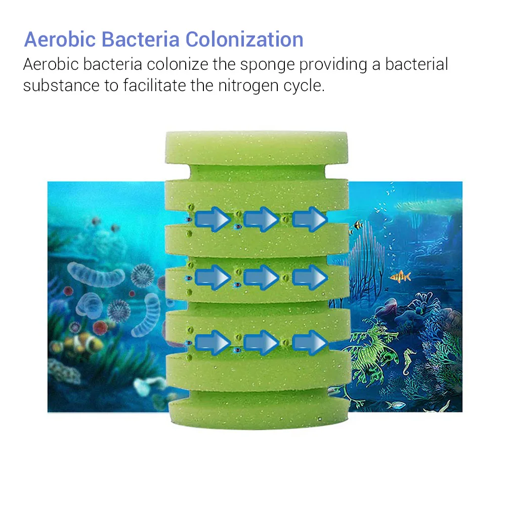 Best NICREW Sponge Filter Aquarium Fish Tank Filter with Submersible Water Pump and Biochemical Sponge Filter for Water Circulation