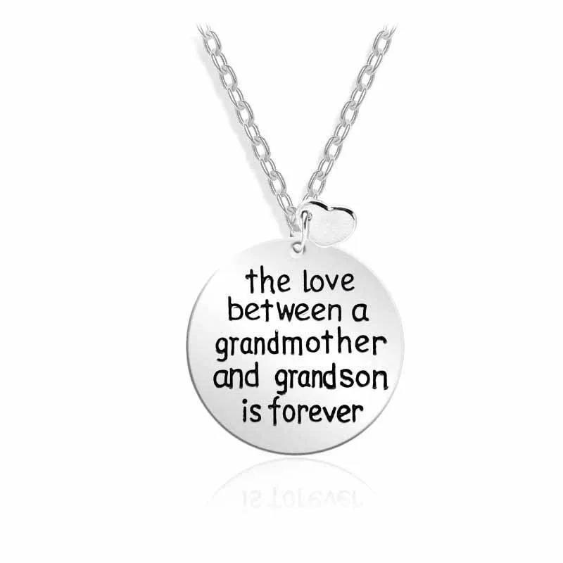 10pcs/lot Wholesale The Lover Between a grandmother and grandson is forever Families Pendant Necklace