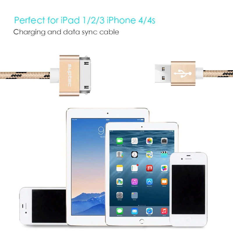 Usb-кабель SUPTEC для быстрой зарядки iPhone 4, 4S, 3g, S, 3g, iPad 1, 2, 3, iPod Nano touch, 30 Pin, адаптер для зарядного устройства, шнур для передачи данных