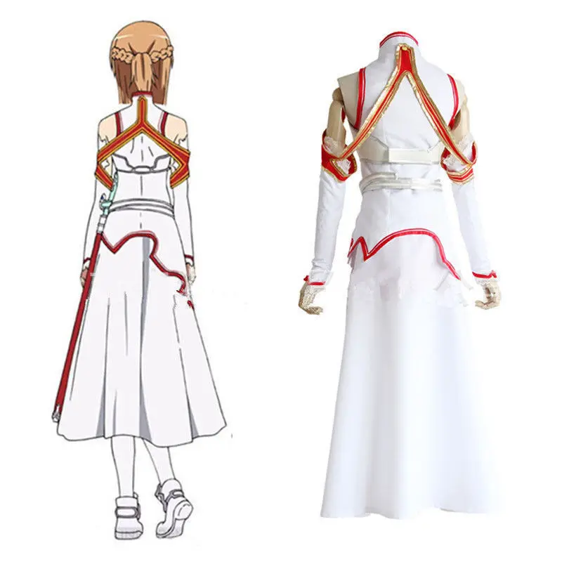 Аниме Sword Art Online платье Асуна Юки костюмы для косплея Униформа на Хэллоуин SAO Asuna боевой костюм наряды Полный комплект с париком