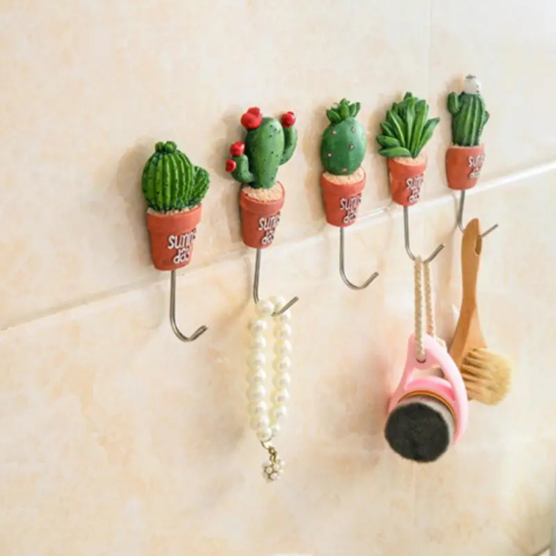 

Simulation Resin Succulent Plants Pot Strong Self-Adhesive Wall Hook Hanger Wall Hook Hanger Key Bathroom