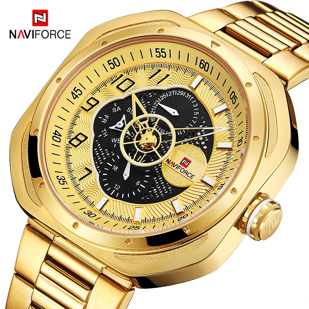 

NAVIFORCE Luxury Brand Watches Men Stainless Steel Band Analog Quartz Wristwatch Male Army Military Date Clock Relogio Masculino