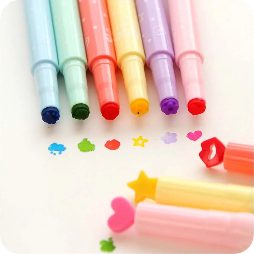 Buy 6Pcs 6 Color Korea style Colored pen fashion Stamp