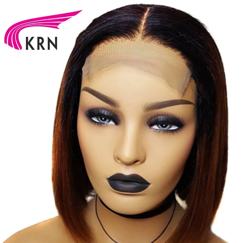 

KRN 13x3 Lace Front Human Hair Wigs Bob Wig For Women ombre color Remy Hair Brazilian Lace Free Shipping