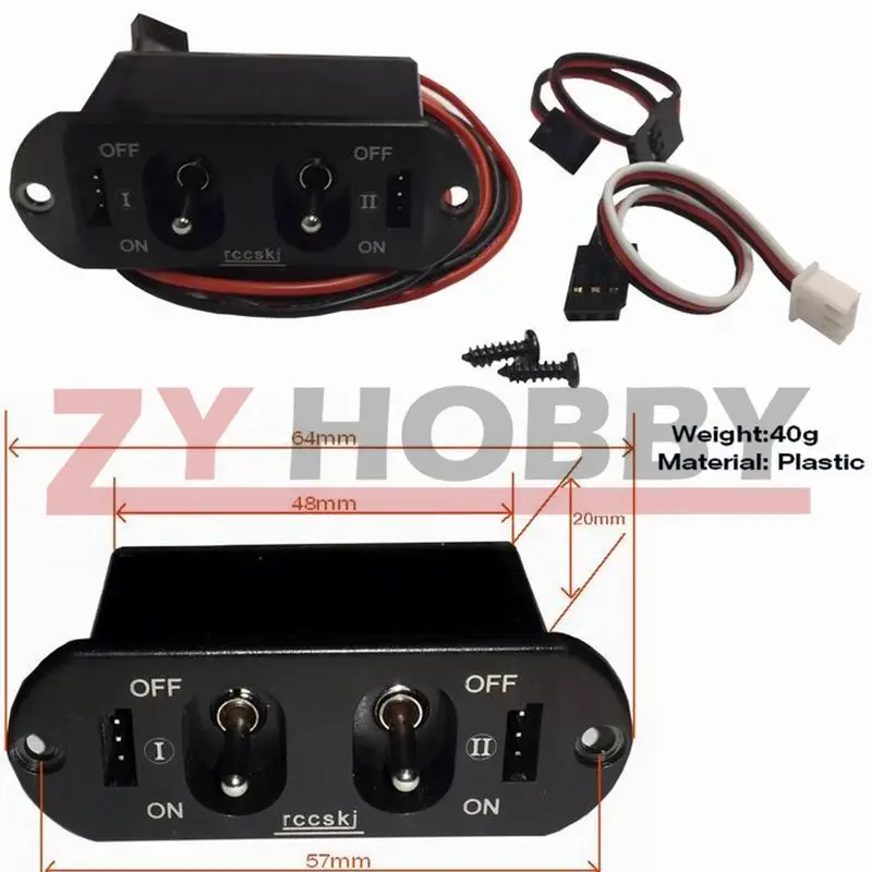 3 5 13V 15CM Wire Charging Double switch Fit FUTABA JR connector