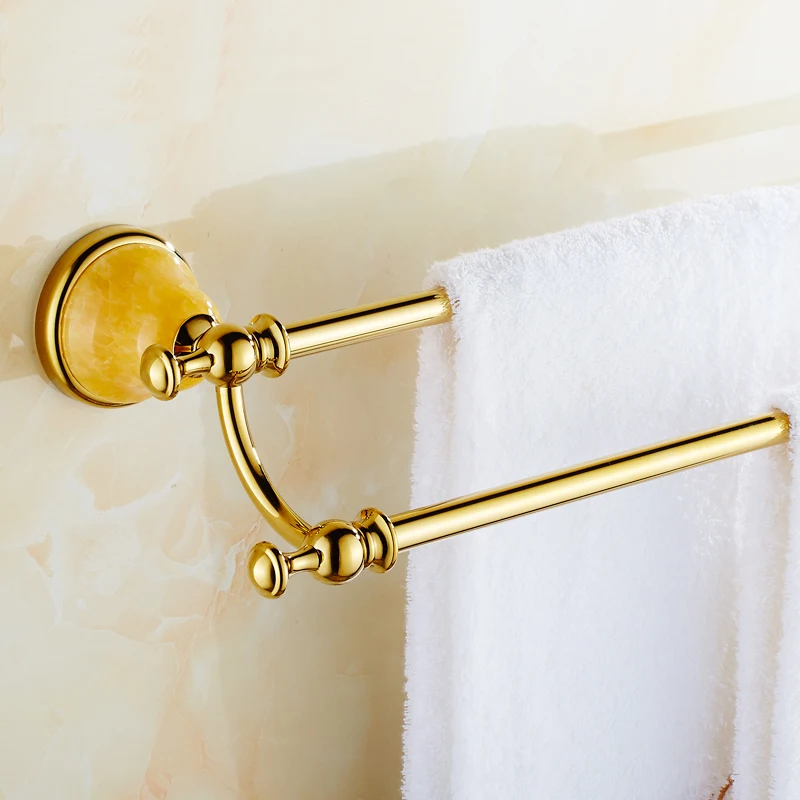 Cepillo de baño AiNaMei Cobre Europeo Oro Jade Estante toallero toallero baño baño Hardware Colgante Conjunto 