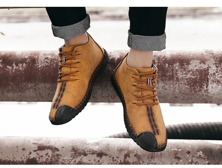 2018 новые теплые зимние мужские ботинки высокого качества из мягкой кожи, повседневная мужская обувь с мехом, модные ботинки, большие
