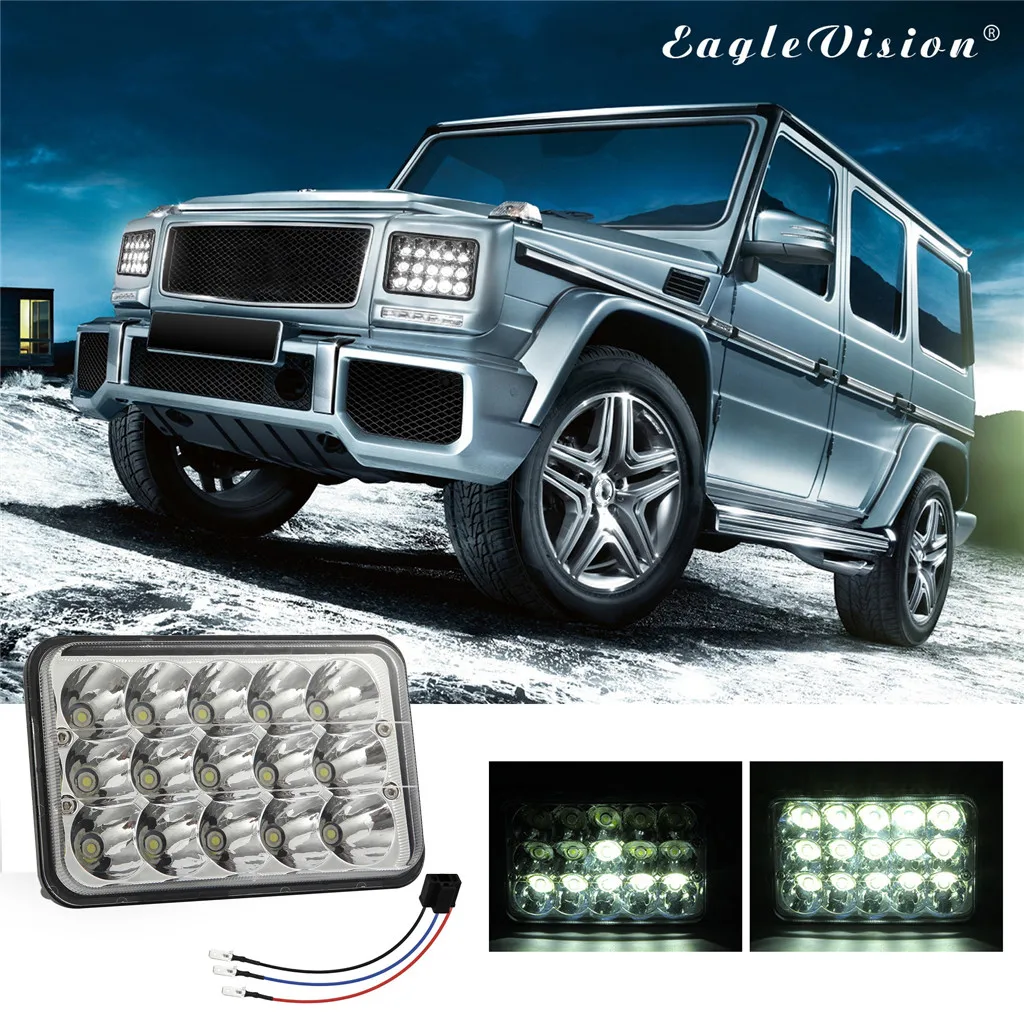 

Car Headlight Bulbs Square 3 Row 4x6 150W LED Headlight Hi/Lo Sealed Beam Projector Driving Lamp LED Lamps For Cars