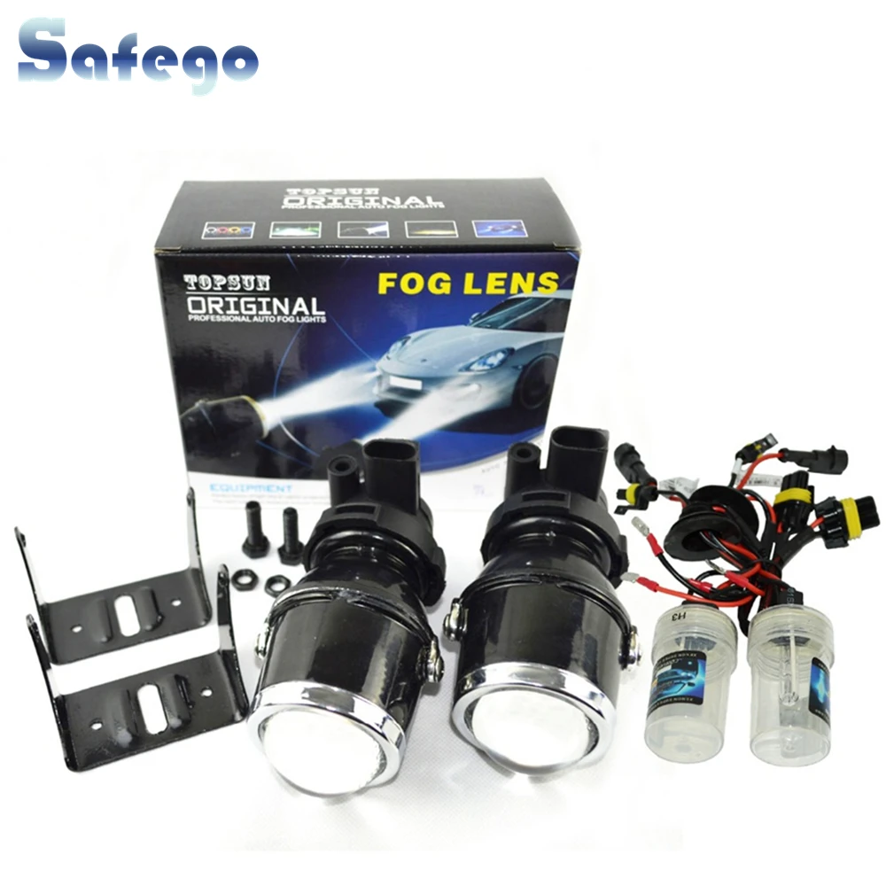 

Safego 12V 35W xenon H3 fog lamp hid bulb 6000K fog light projector lens fog lights car headlight hid xenon projector lens kit