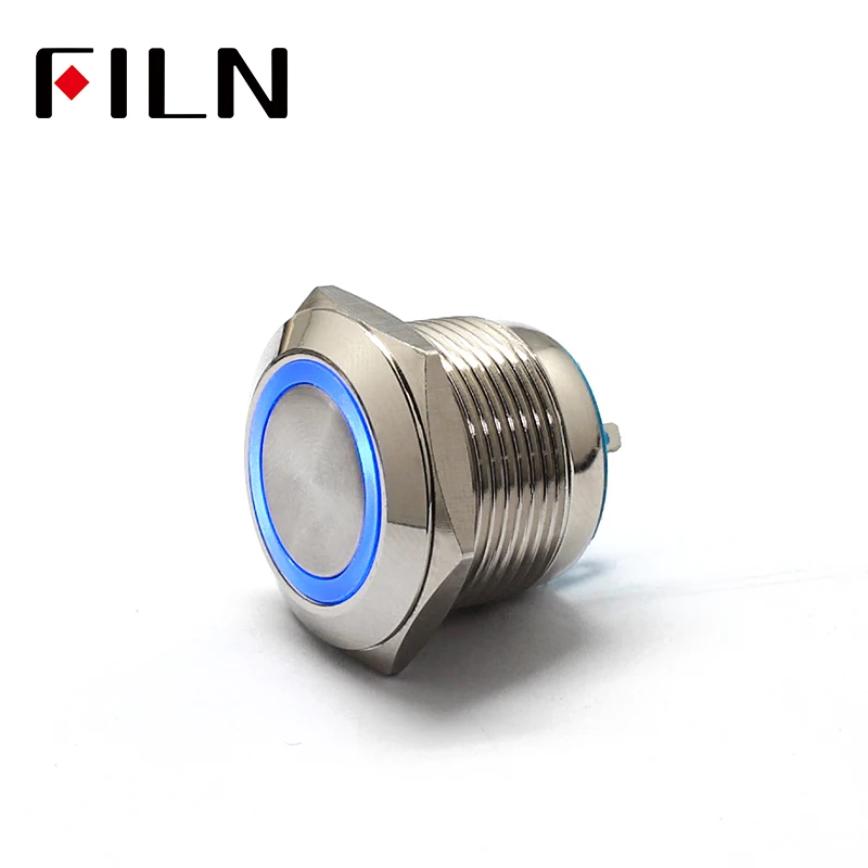 

19mm Metal Annular Push Button Switch Ring LED 12V Momentary Waterproof Car Auto Engine