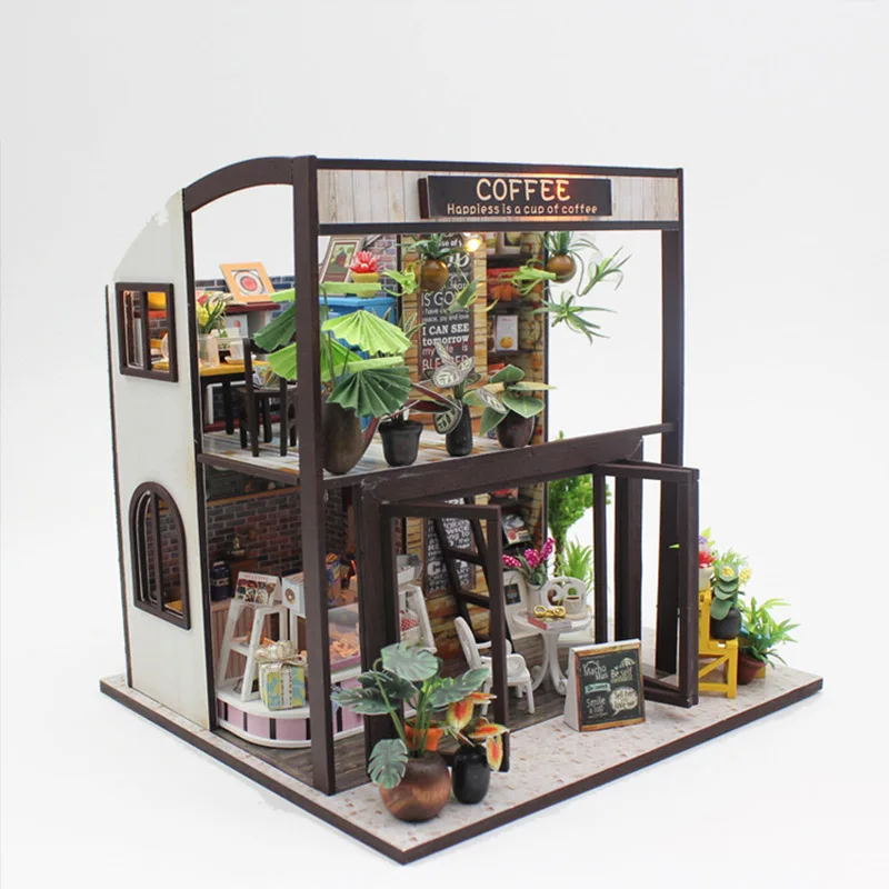 Высокая имитация Кофейня 3D деревянная модель строительные наборы игрушки хобби подарок для детей и взрослых панорама Diorama образование