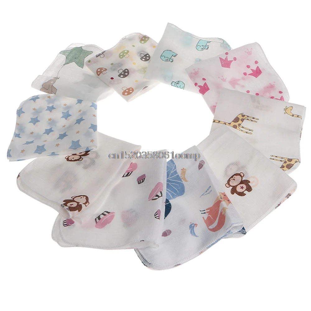 

10pcs Baby Infant Towel 28*28cm Muslin Towel Handkerchiefs Two Layers Wipe Towel New #K4UE# Drop Ship