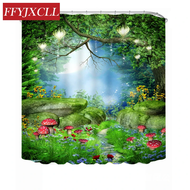 

Dream Forest Road Printing Shower Curtain Polyester Waterproof Mildew Bathroom Curtain Custom Made