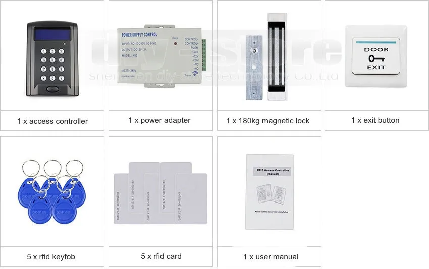 DIYSECUR ЖК-клавиатура с паролем 125 кГц RFID считыватель с 180 кг Электрический магнитный замок система контроля доступа комплект безопасности черный BC200