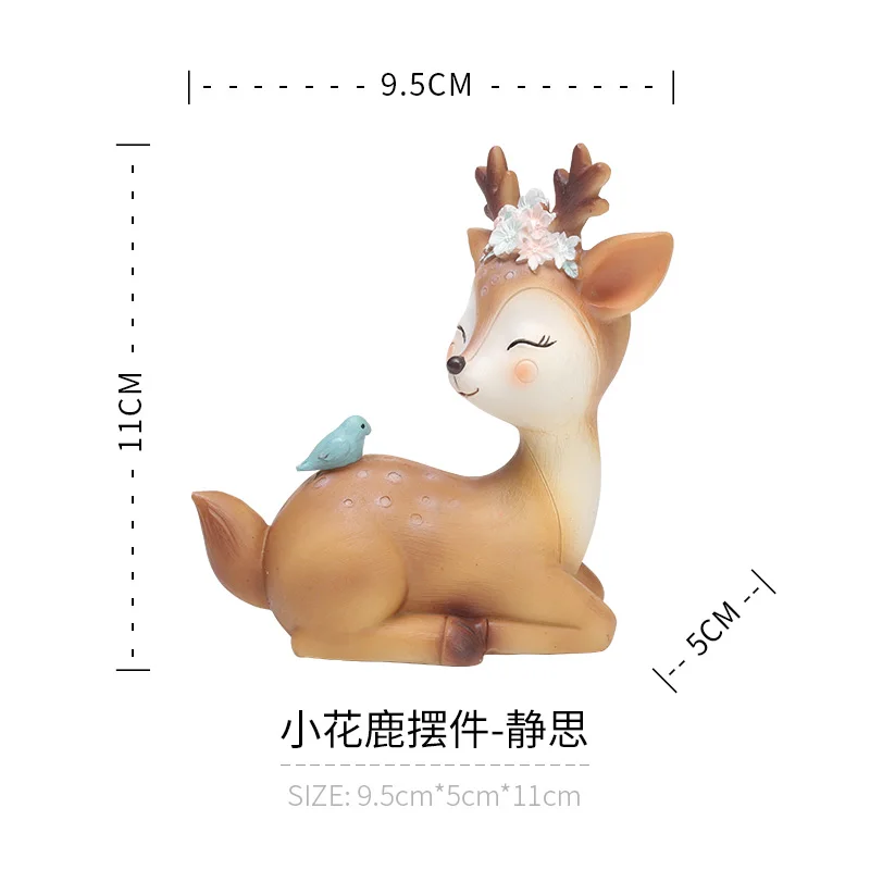 4 Piece Nordic style deer figurines desktop decoration cute cartoon animal sika deer decor gifts for birthday Valentine's Day YXYT (4)