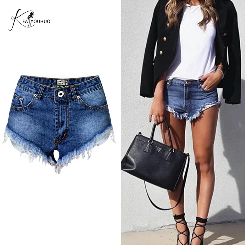 

2019 Summer Female Shorts Hot Beach Fashionable Sexy Denim Shorts Jeans Women High Waist Dark Blue Slim Booty Shorts Biker Short
