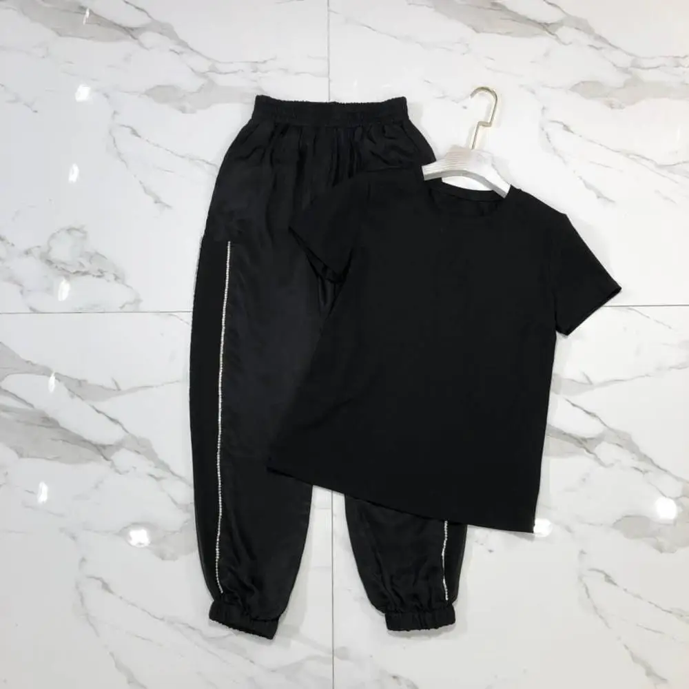 

High Quality T shirt Pant Suits Runway Design New 2019 Spring two piece Sets