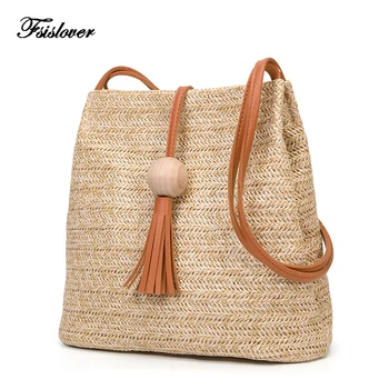

2019 Women Summer Straw Beach Bag Tassel Shoulder Bag Handmade Woven Beach Cross Body Bag Bali Women Handbag Bolsa Feminina