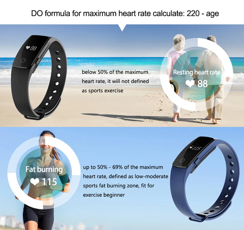 Makibes ID107 Smart Bracelet BT4.0 Heart Rate Monitor Smartband Pulse Sports Fitness Tracker for Android iOS 3