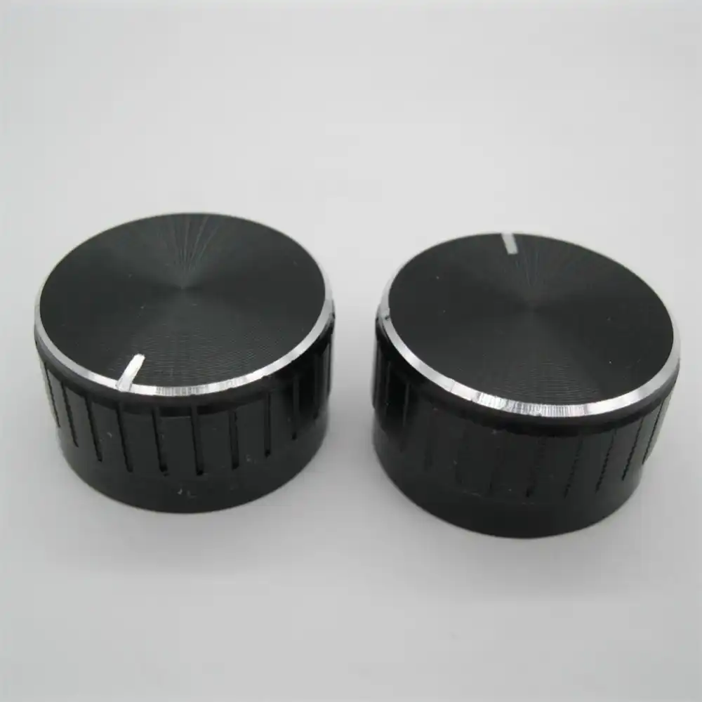 Perilla potenciómetro Negro 30 X 17mm Eje De Aluminio Moleteado Olla 6 mm Tapas de control