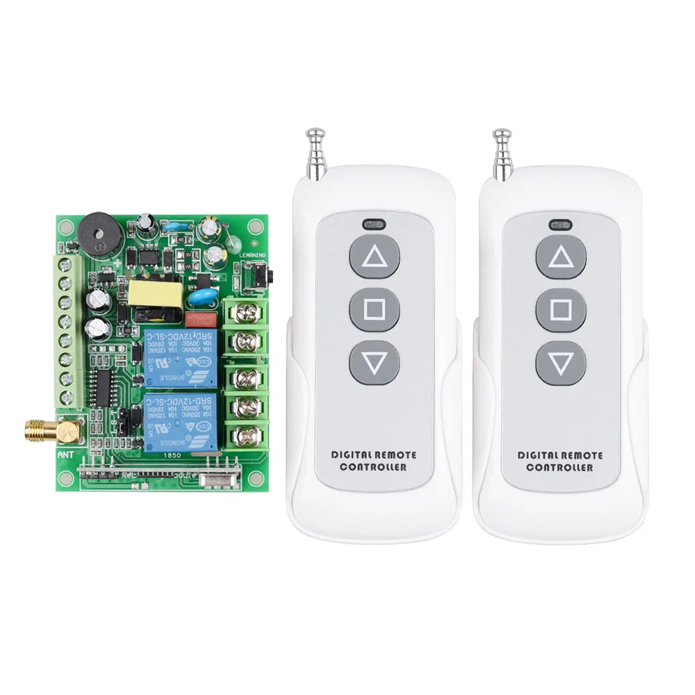 

AC 110V 220V 250V Motor Remote Control Switch 2CH Motor Up Down Stop Forwards Receiver Wireless Motor Switch In 433M