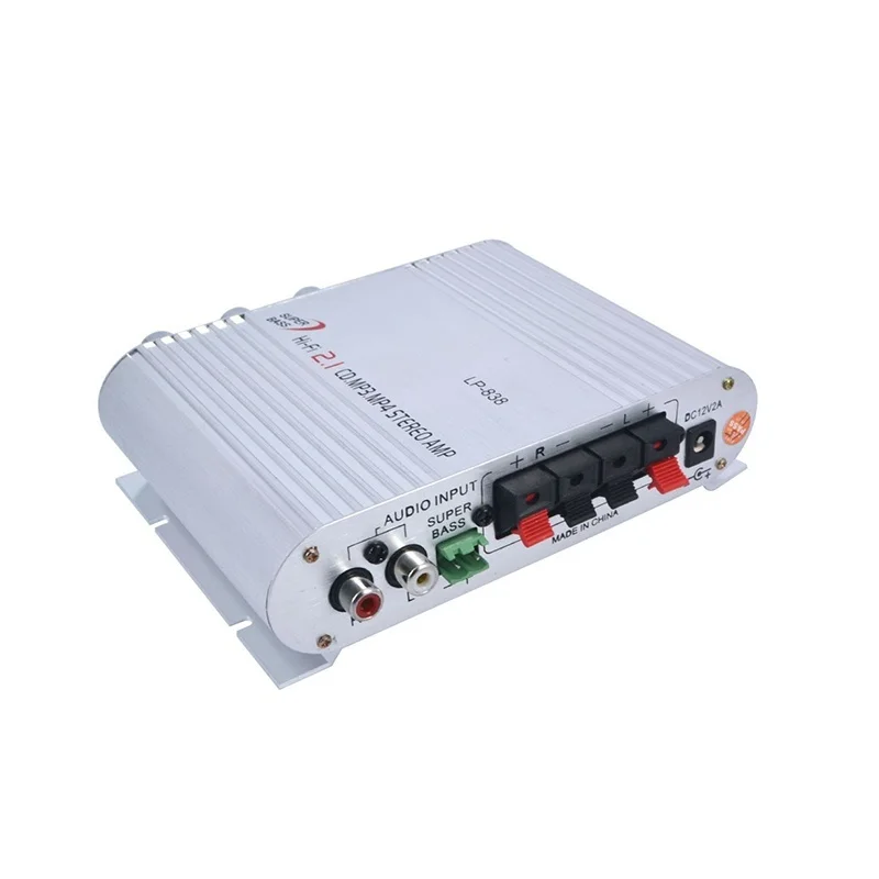 Car Amplifier LP-838 12V Smart Mini Hi-Fi Stereo Audio Amplifier for Home Car Auto MP3 MP4 Stereo Boat Motorcycle