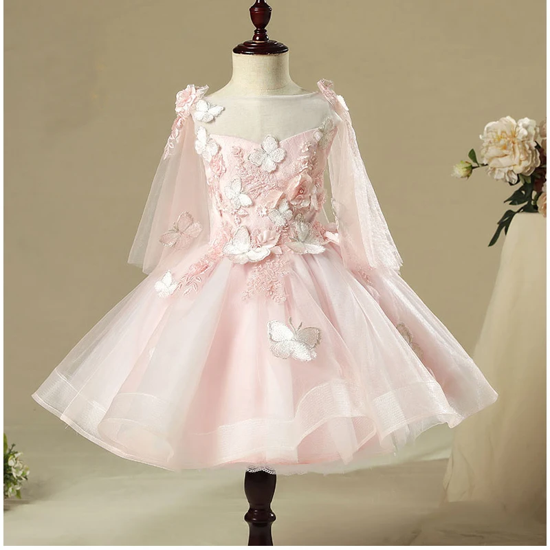 

2018 New Fashion Lace Appliques Beading Short Flower Girl Dresses For Wedding