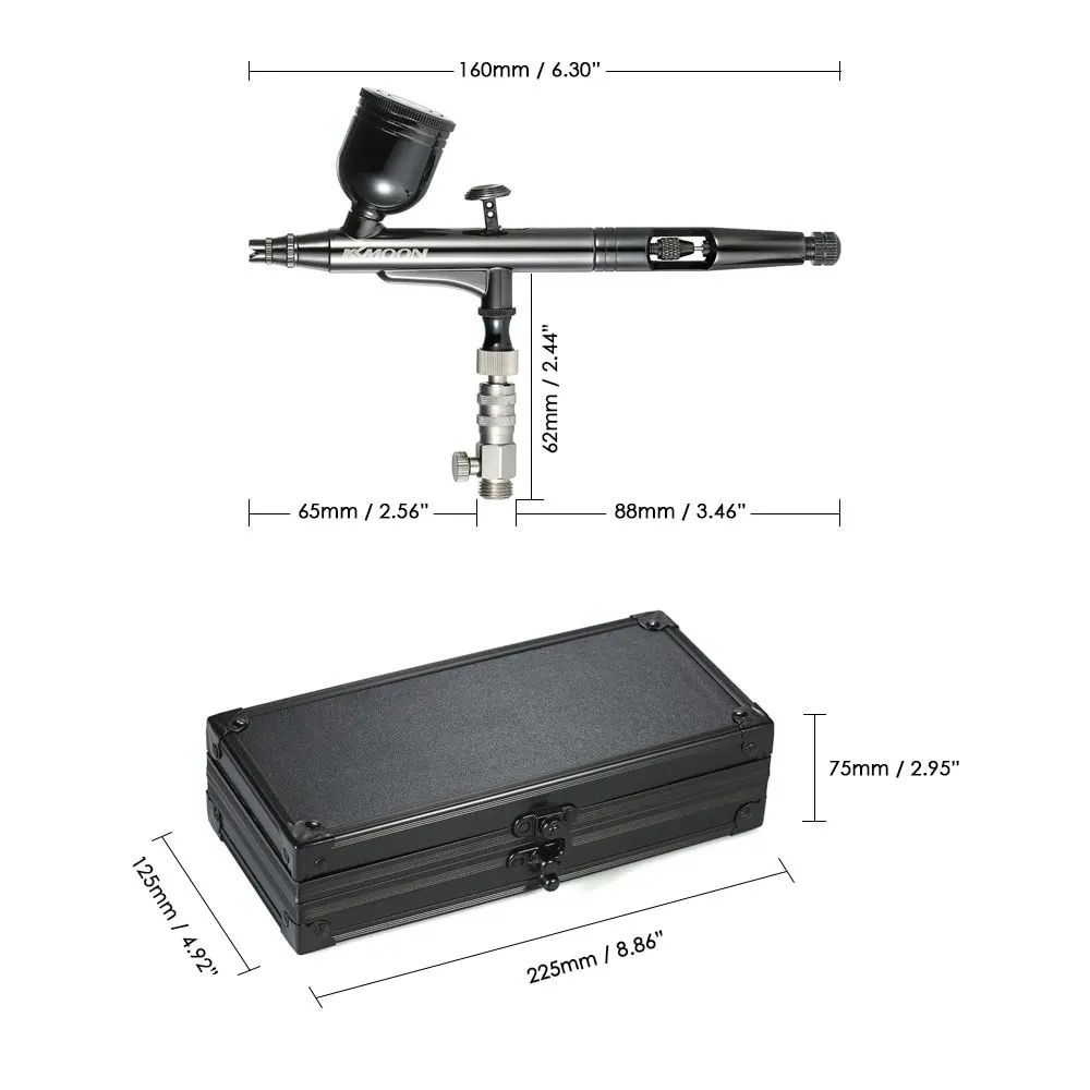 KKmoon гравитационная подача двойного действия пистолет-распылитель 0,3 мм 8cc набор аэрограф триггер краскопульт Пескоструйный Аппарат для художественного ремесла модель краска ing+ коробка