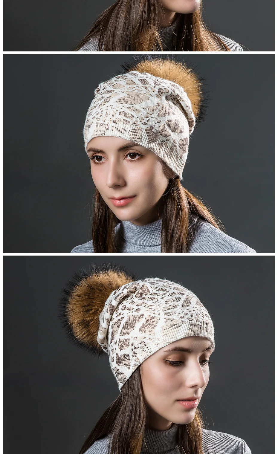 Sole Crowd, женские шапки с леопардовым принтом, осенне-зимние вязаные шерстяные шапки skullies beanies с мехом енота, помпоны, теплая шапка