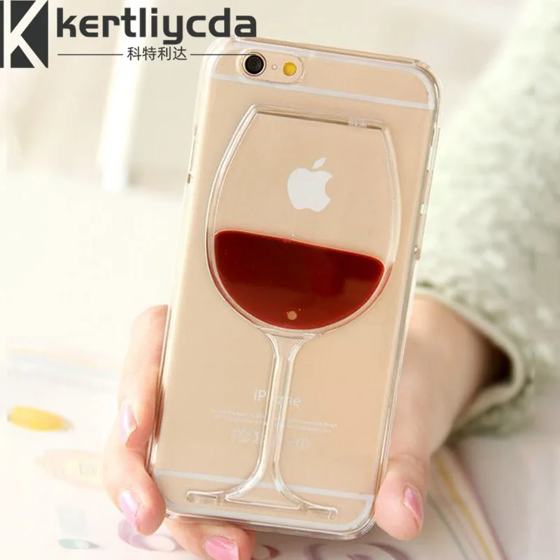 3D горячее красное вино стекло жидкий зыбучий песок чехол для iPhone X XS 6 S 7 8 Plus 5 5S SE