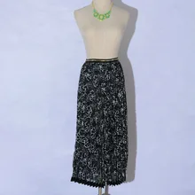 Макси юбка Европа и Империя полиэстер хлопок печати до середины икры Америка настоящий стиль женские кружева сладкий плиссированные юбка феи