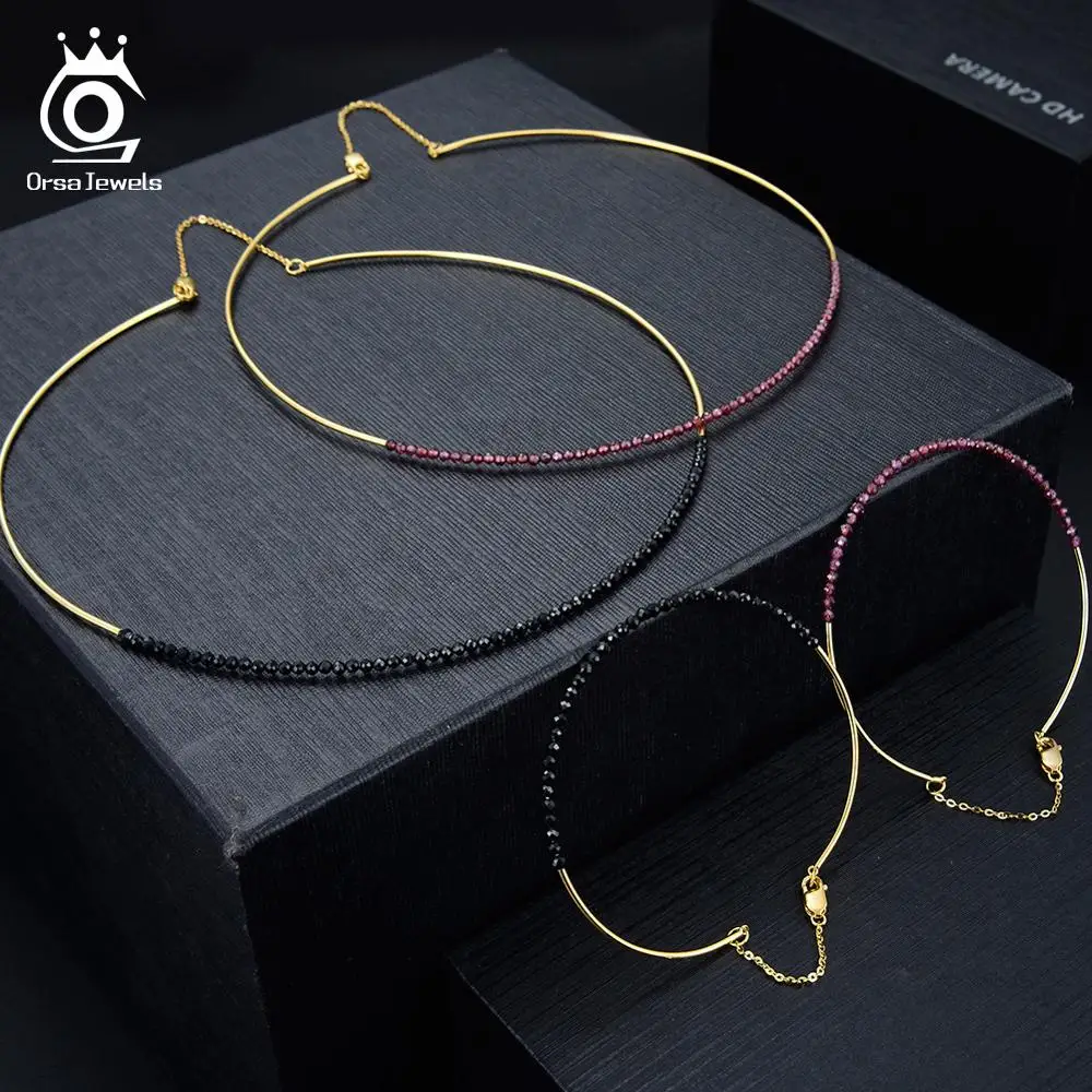 ORSA JEWELS, натуральный камень, женские браслеты и чокер, подлинный 925 пробы, Серебряный ювелирный набор, элегантные ювелирные изделия, подарки SS38