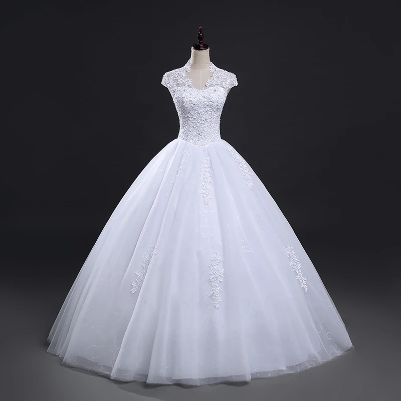 Fansmile/; Robe De Mariage; кружевное бальное платье принцессы с короткими рукавами; свадебное платье на заказ; Vestido De Noiva FSM-579F